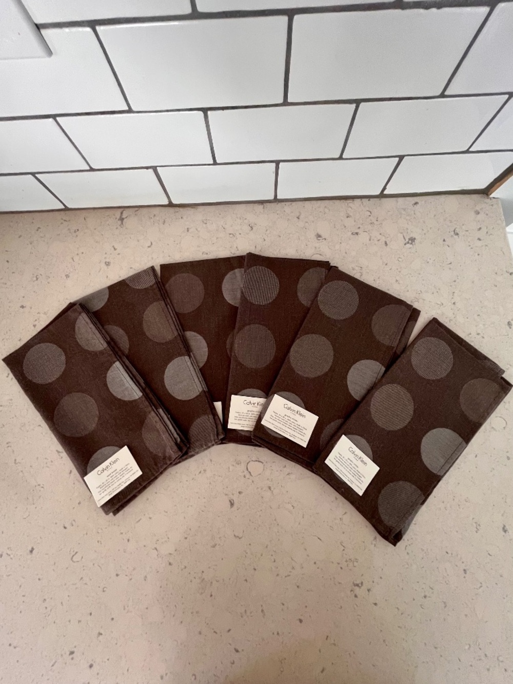 Calvin Klein Home Cotton Dinner Napkins, NWT, 6
